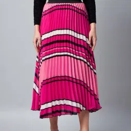 StyleStone Pink Printed Pleated Skirt-picture-20