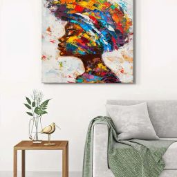 999Store Multicolor Canvas Colorful Woman Profile Wrapped Painting-13