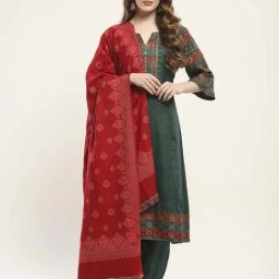 Monte Carlo Red Printed Regular Fit Shawl-5