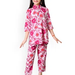 BAESD Girls Printed Shirt Collar Tunic With Trousers-image-71