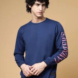 Rigo Ink Blue Boxy Fit Graphic Print Oversized Sweatshirt-36