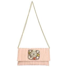 Rocia by Regal Pink PU Embellished Clutch-18