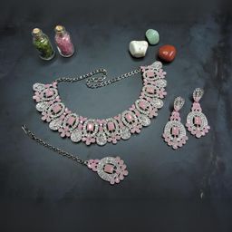 VATSALYA creation Alloy Pink Jewellery Set-image-0