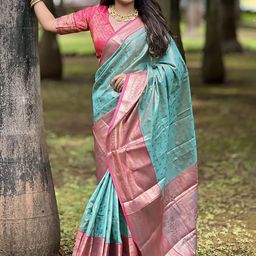 all about you Woven Design Zari Silk Blend Kanjeevaram Saree-picture-23