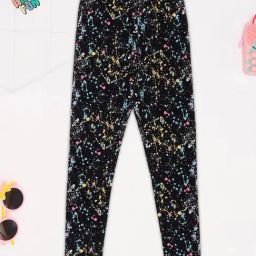 Pantaloons Junior Girls Jet Black Printed Leggings-picture-32