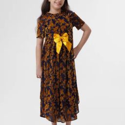Kate & Oscar Girls Navy Self Design Dress-image-32