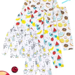 The Mom Store White Cotton Printed Baby Pajama set-image-97
