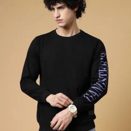 Rigo Black Boxy Fit Graphic Print Oversized Sweatshirt-image-51
