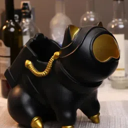 Smokey Cocktail Black Resin Abstract Bottle Holder Showpiece Sculpture-image-79