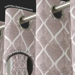 Urban Space Grey Jaquard Texture Door Blackout Curtains with Eyelets - Set of 2 (8 ft) image 5