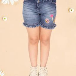Cutecumber Kids Blue Embroidered Shorts-image-22