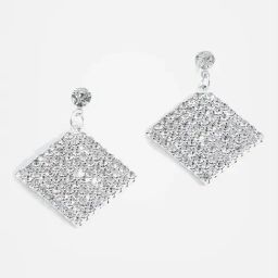 Sohi Silver Plated Designer Stone Drop Earrings-image-10