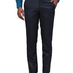 Raymond Navy Slim Fit Self Pattern Trousers-image-63