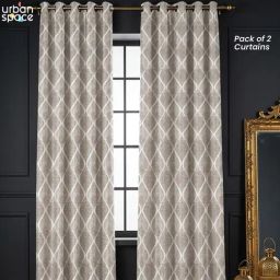 Urban Space Grey Jaquard Texture Door Blackout Curtains with Tieback - Set of 2 (7 ft) image 2