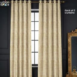Urban Space Beige Jaquard Texture Door Blackout Curtains with Eyelets - Set of 2 (8 ft) image 2