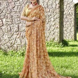 Saree Mall Orange Printed Saree With Unstitched Blouse-image-74