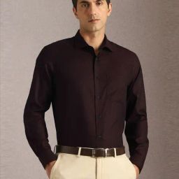 Louis Philippe Brown Cotton Regular Fit Printed Shirt-image-70