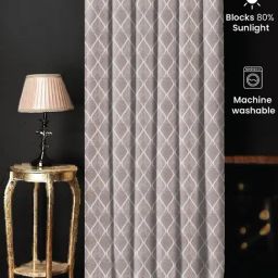 Urban Space Grey Jaquard Texture Door Blackout Curtains with Tieback - Set of 2 (7 ft) image 4