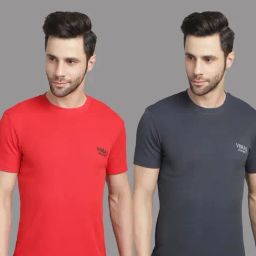 Vimal Jonney Red & Grey Regular Fit Sports T-Shirt-image-57