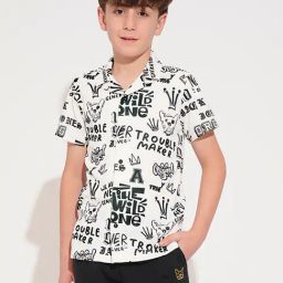 Jack & Jones Junior Boys White Cotton Typography Shirt-image-47