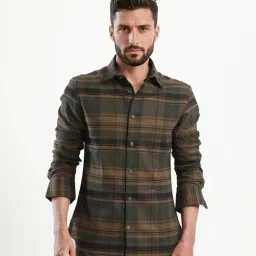 Rare Rabbit Brown Cotton Regular Fit Checked Shirt-picture-36