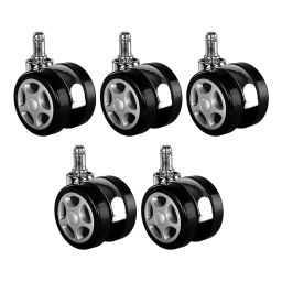RW REST WELL Black 50 mm Alloy Nylon Office Pin Wheel Caster (Set 5 Piece)-6
