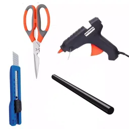 VMTRONIX Hot Glue Gun 40W, 10 pcs Glue Sticks Black, Scissor & Cutter for School DIY Arts, and Home Repair-35