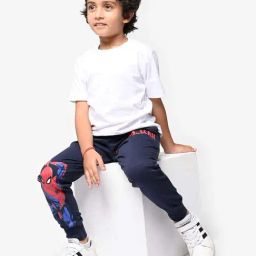 Nap Chief Unisex Navy Cotton Character Based Spiderman Track Bottoms & Joggers-11
