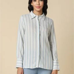 Allen Solly White Striped Shirt-image-67