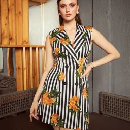 KASSUALLY Black & White Floral Print A Line Dress-image-30