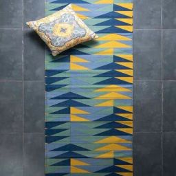 Jiddu Pure Cotton And Wool Blue Printed Rug - 3Ft X 5Ft-38
