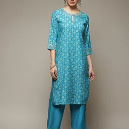 Rangriti Women Floral Printed Regular Kurta with Palazzos-picture-22