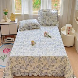 JC HOME Floral Printed 162 GSM Double Queen Bed Cover With 2 Pillow Covers-image-72