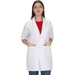 Youth Robe YR Short Sleeve White Cotton Lab Coat for Women (Size M)-image-93