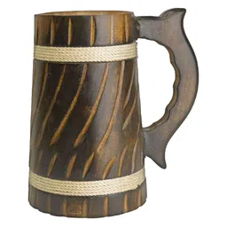 SuperGeneriX Coffee Brown Textured Barrel-Style Wood Matte Mug-image-46