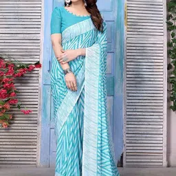Styleveda Poly Georgette Block Print Saree-image-3