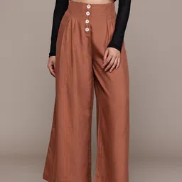 Label Ritu Kumar Solid Flared Trousers-image-49