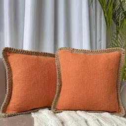 EXPORT HOUSE Rust & Brown Set of 2 Square Cushion Covers-45