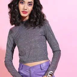 Tokyo Talkies Silver-Toned Styled Back Crop Top-picture-55