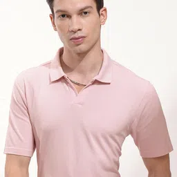 HIGHLANDER Men Solid Polo Collar Cotton Relaxed Fit T-shirt-picture-48