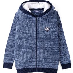 Pine Kids Full Sleeves Front Open Zipper Sweater With Hood - Navy Blue-image-35