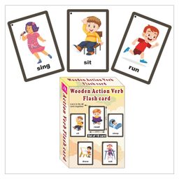 Wooden (MDF) Action Verb Learning Flash Card with Lacing Thread - Multicolour-10