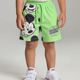 Babyhug Disney  Cotton Above Knee Length Shorts with Mickey Mouse Print- Green-image-77