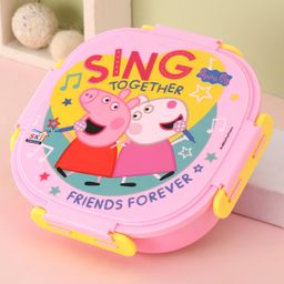 PEPPA PIG Baker Insulated 3 Grid Bento Printed  Lunch Box with Stainless Steel Inner & Steel Spoon - Pink-image-88