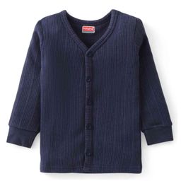 Babyhug Front Open Full Sleeves Thermal Vest Solid Colour - Navy-image-75
