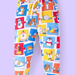 Babyhug Cotton Knit Full Length Lounge Pants With Animals Print - Blue-image-26