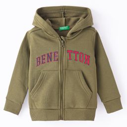 UCB Full Sleeves EPP Hooded Sweat Jacket with Benetton Branding Print - Green-picture-22