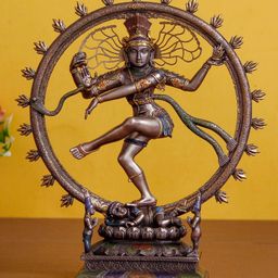 eCraftIndia Handcrafted Polyresin Bronze Finish God Shiva Dancing Nataraja Statue Decorative Sculpture-image-20