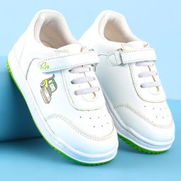 Babyoye Casual Shoes with Velcro Closure & Vehicle Print - White-image-70