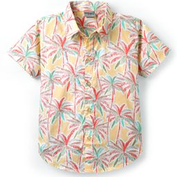 Dapper Dudes Half Sleeves Palm Tree Printed Shirt - Peach-image-61